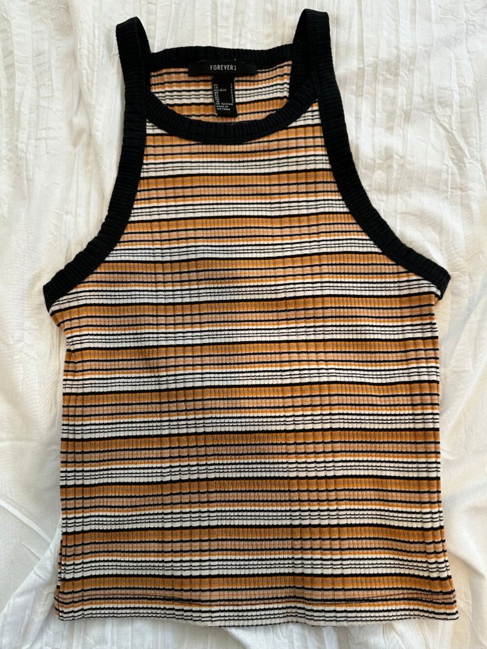 Forever 21 Retro Striped High Neck Tank Top Small